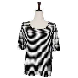 Rachel By Rachel Roy Black And White Striped Elbow Length Sleeve Blouse Size XL